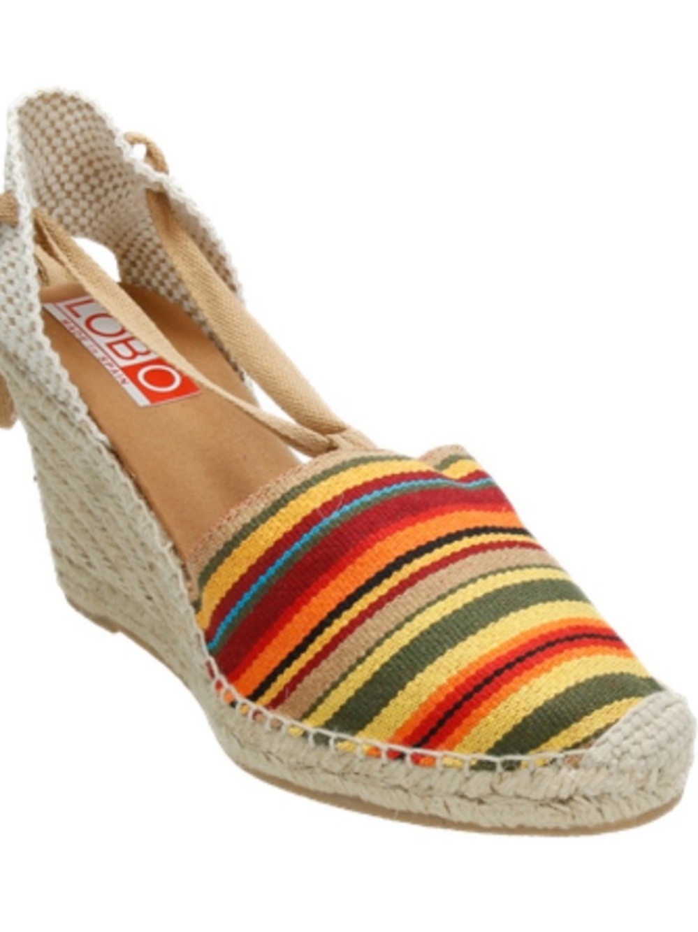 Lord and Taylor  Striped Multicolor Espadrille with ties around ankle